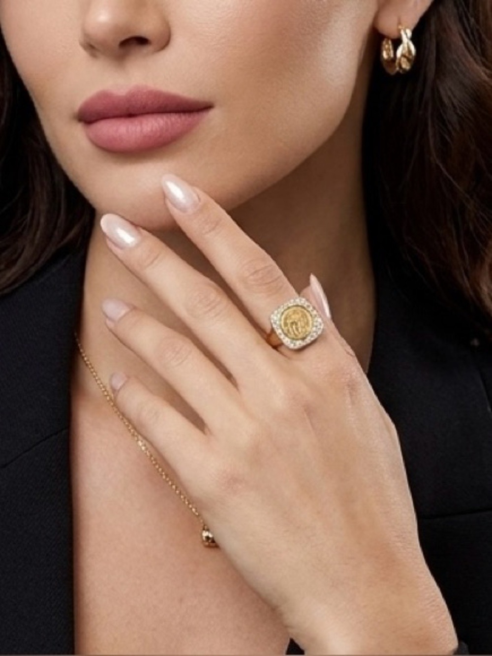 Vintage Maximiliano Emperador Coin Ring18K Gold Electroplated Halo Ring Sz7/8